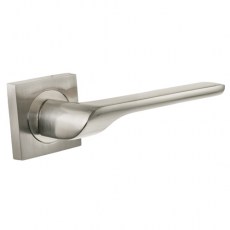 Manivelas con roseta - Juego Manivelas con Roseta Cuadrada Pisa Aluminio Níquel Satinado