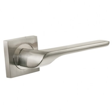 Manivelas con roseta - Juego Manivelas con Roseta Cuadrada Pisa Aluminio Níquel Satinado