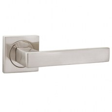 Juego Manivelas con Roseta Cuadrada Cúbica Aluminio Níquel Satinado