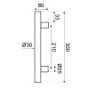 Manillón Axis Ø30 300 mm Ejes 210 mm Inox