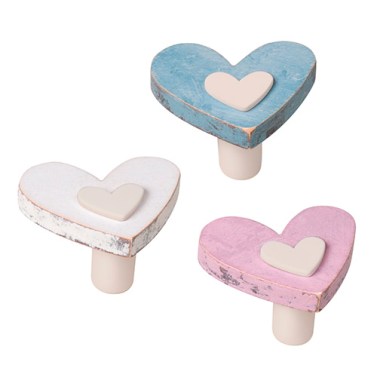 Pomos mueble - Pomo Corazón Madera Shabby 666S