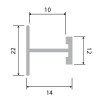 Corredera y kit para armario - Perfil H Japonesa 12 mm para Puerta 10 mm Plata Mate 4 Metros