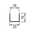 Perfil Horizontal en U 16 mm Blanco Brillo 4 Metros