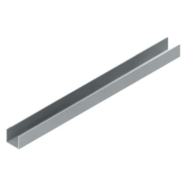 Perfil Horizontal en U 19 mm Plata Mate 4 Metros