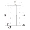 Bisagra R1014 Cortafuego 140x80 mm Derecha Bronce
