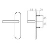 Manilla Sena Antipánico de Sobreponer Ciega 72 mm Inox