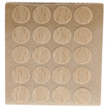 Herraje para mueble - Cartón 100 Tapones Diámetro 13 mm Haya Claro