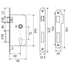 Cerraduras puerta madera - Cerradura U060 Sin Cilindro Ejes 72mm Entrada 60mm Latón