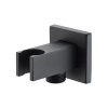 IMEX Soporte Cuadrado para Mango de Ducha Negro Mate