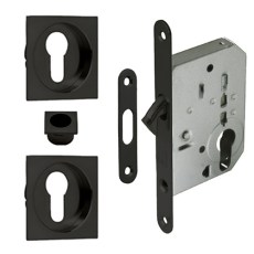 Cerraduras puerta corredera - Kit Cuadrado Puerta Corredera con Llave SV-KITBC Negro