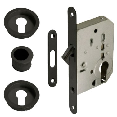 Cerraduras puerta corredera - Kit Redondo Puerta Corredera con Llave SV-KITB Negro