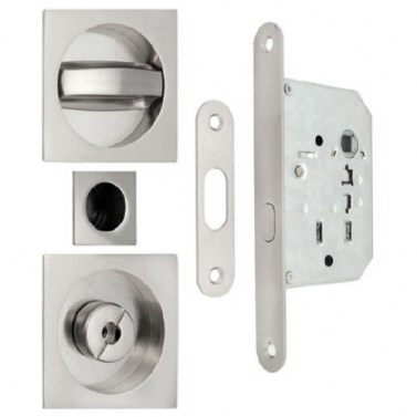 Cerraduras puerta corredera - Kit Cuadrado Puerta Corredera de Condena SV-KITC Cromo Satinado