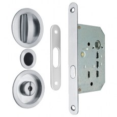 Cerraduras puerta corredera - Kit Redondo Puerta Corredera de Condena SV-KITR Cromo Satinado