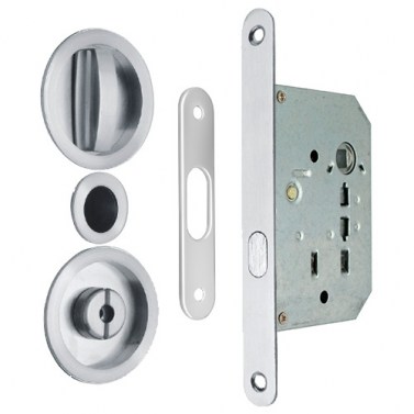 Cerraduras puerta corredera - Kit Redondo Puerta Corredera de Condena SV-KITR Cromo Satinado