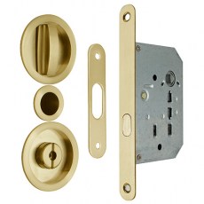 Cerraduras puerta corredera - Kit Redondo Puerta Corredera de Condena SV-KITR Dorado Satinado
