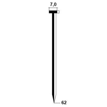 Clavo en T Ø2,2 62 mm Caja 1.000