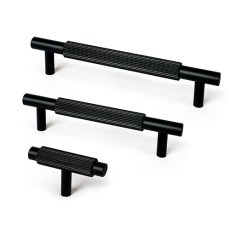 Tiradores mueble - Tirador Estriado Serie 85 Negro Mate