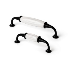 Tiradores mueble - Tirador 394 Negro Mate y Porcelana Blanca