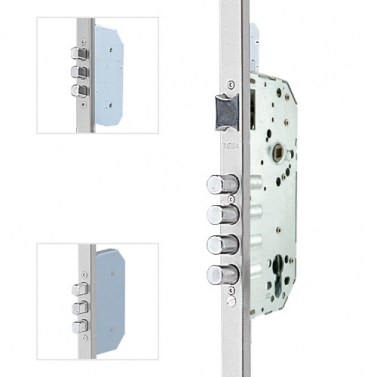 Cerradura Seguridad TLB 3 Puntos 2110mm E50 Cerradero 40mm Plata sin Cilindro