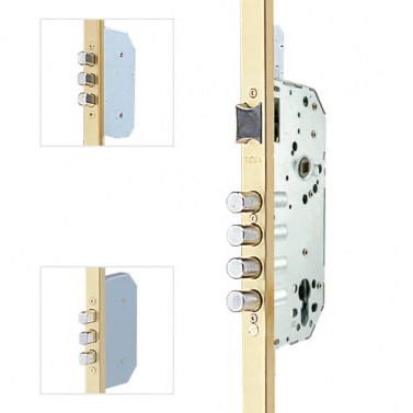 Cerradura Seguridad TLB 3 Puntos 2110mm E50 Cerradero 45mm Dorado sin Cilindro