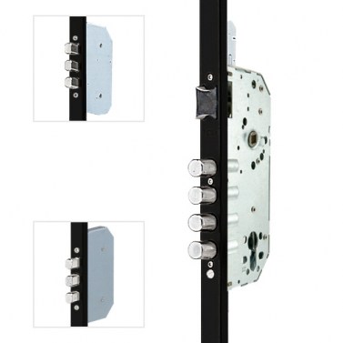 Cerradura Seguridad TLB 3 Puntos E60 Cerraderos Cortos Negro sin Cilindro