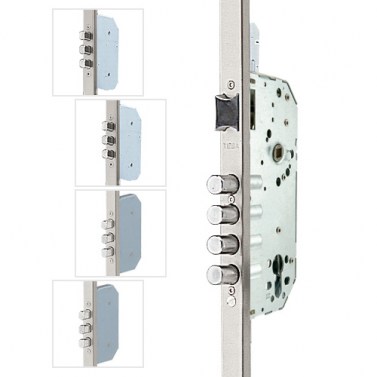 Cerradura Seguridad TLBF 5 Puntos Frontales E50 Cerradero 45mm Inox Sin Cilindro