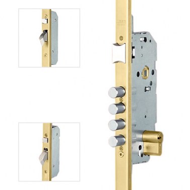 Cerradura Seguridad TMB Motorizada 3 Puntos E50 Cerradero 45mm Dorado