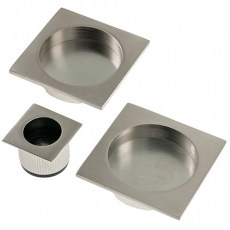 Cerraduras puerta corredera - Kit Tirador P35 Corredera Paso Cuadrado Níquel Satinado