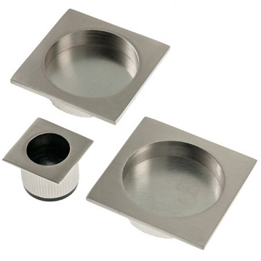 Cerraduras puerta corredera - Kit Tirador P35 Corredera Paso Cuadrado Níquel Satinado