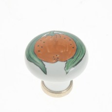 Pomo Porcelana Dibujo Naranja 32 mm