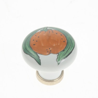 Pomo Porcelana Dibujo Naranja 32 mm