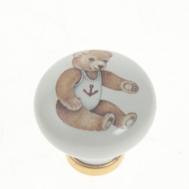 Pomo Porcelana Dibujo Osito 32 mm