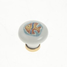 Pomo Porcelana Dibujo Pez 32 mm