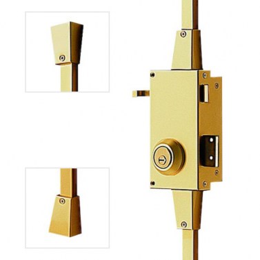 Cerradura Seguridad TS30 3 Puntos Cilindro Fijo Derecha Dorado