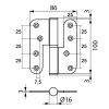 Bisagras de pala - Bisagra Inox 100x86 mm Izquierda Canto Redondo