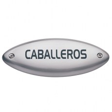 Placa Indicador Caballeros Texto Níquel Satinado