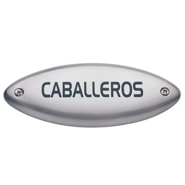 Placa Indicador Caballeros Texto Níquel Satinado