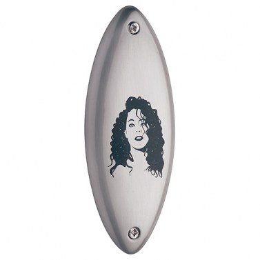 Placa Indicador Silueta Mujer Níquel Satinado